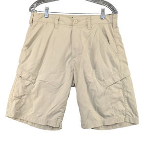 Mossy Oak Mens Nylon Chino Shorts Tan Size 32 Slash Pockets Belt Loops